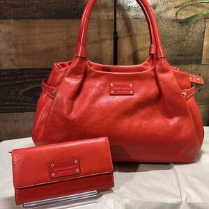 Kate Spade Red Leather Bag and Wallet Set